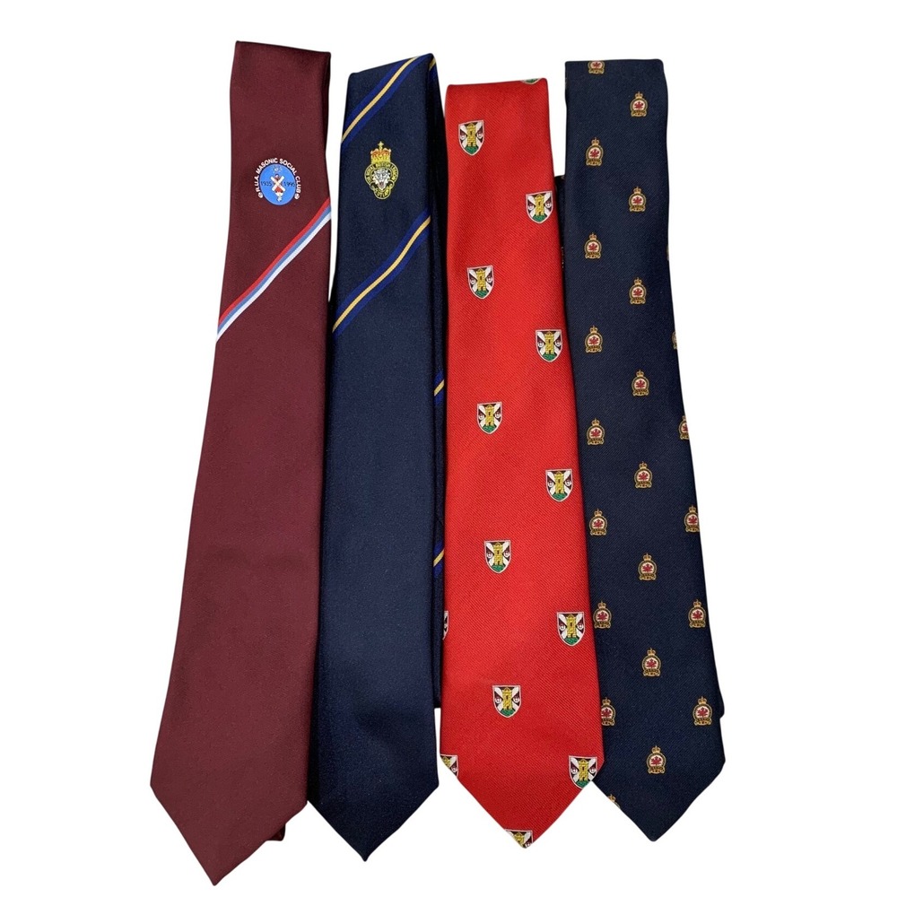 Vintage Club & Regimental Tie Lot Masonic British Legion Royal Canadian‎ Legion